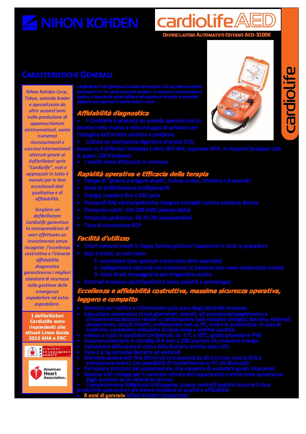 DEFIBRILLATORE SEMIAUTOMATICO CARDIOLIFE AED 3100K - NIHON KODEN - immagine 7